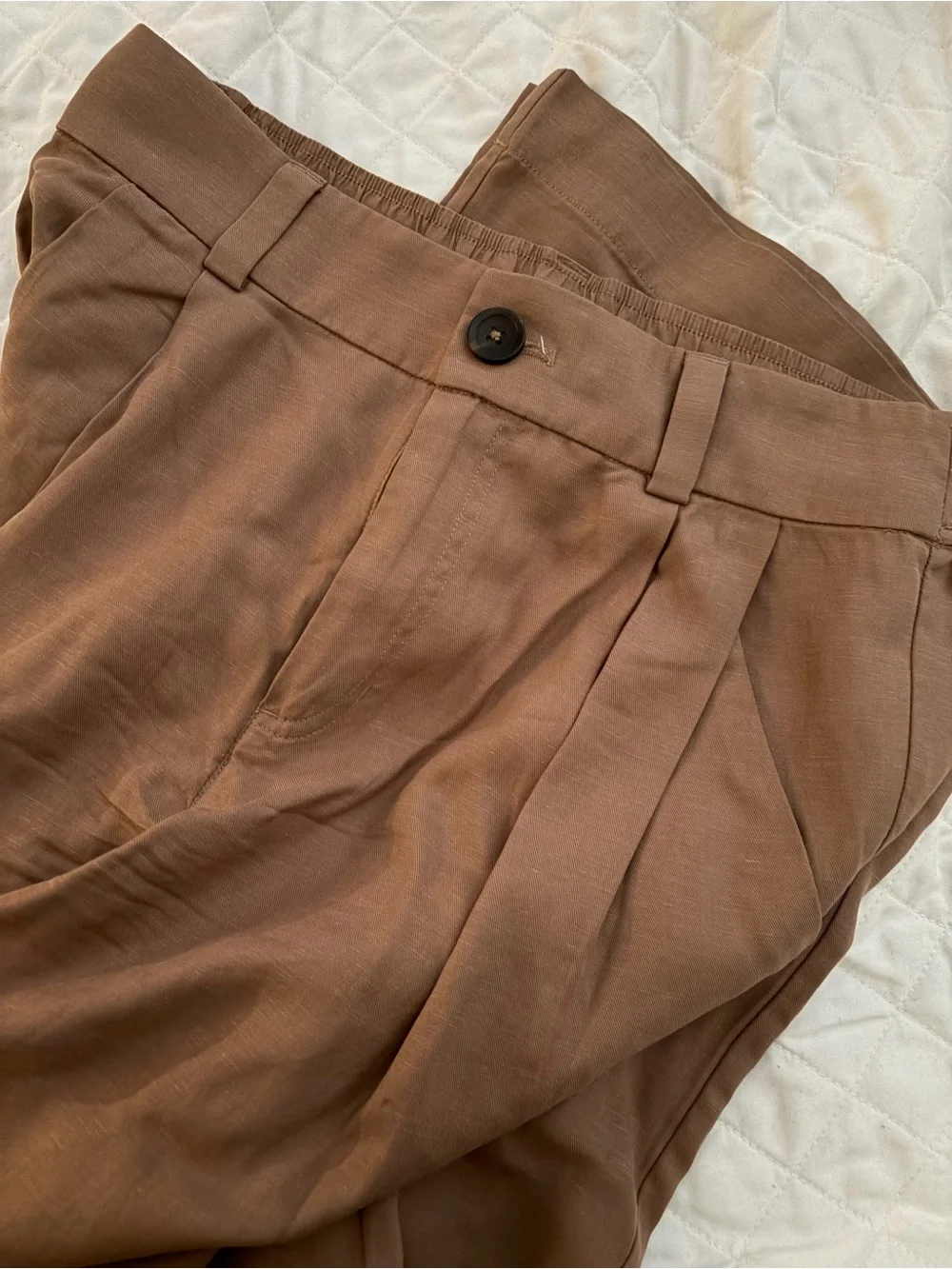 Vuori Women's Brown trestles twill Wide-Leg Pleated Trousers - Picture 2 of 3